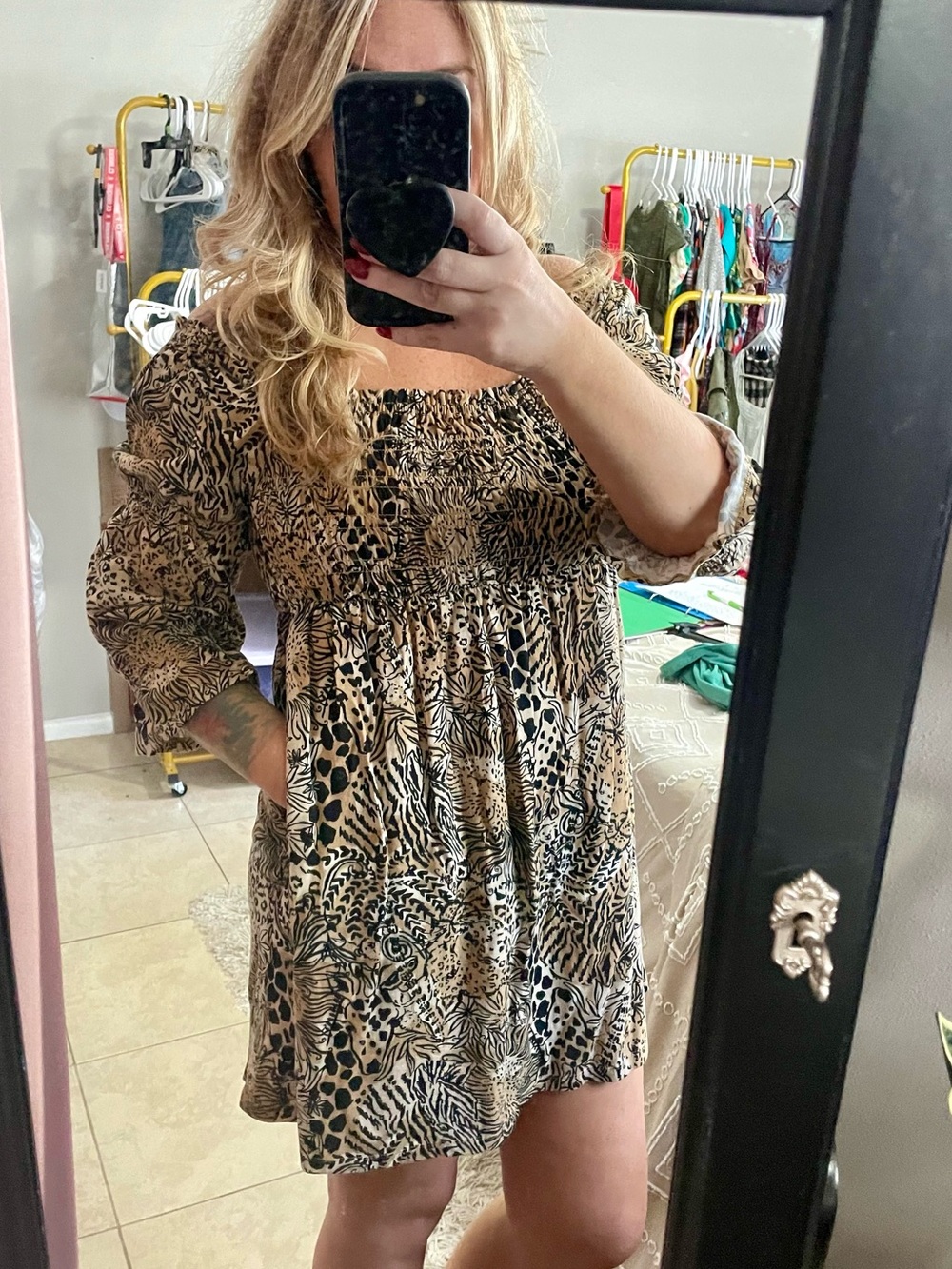 Lilly Pulitzer Animal Print Smocked Mini Dress 100% Cotton